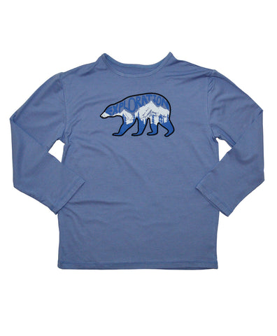 Boys Sun Protective Shirt-Fox Cobalt Blue Gray
