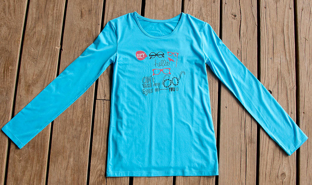 Womens Sun Protective Shirt-Graphic Brilliant Cerulean Blue - Little Leaves Clothing Company