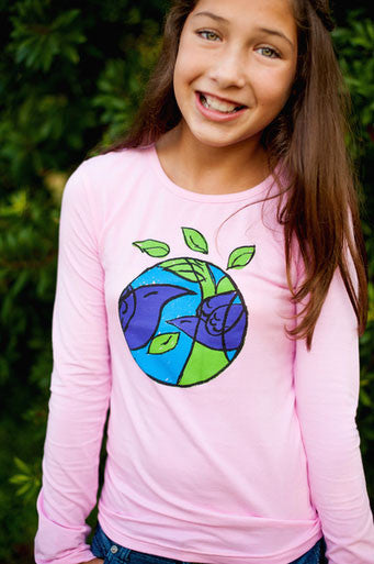 Girls Sun Protective Shirt-Spring Birds Pink