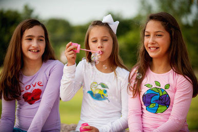 Girls Sun Protective Shirt-Spring Birds Pink - Little Leaves Clothing Company