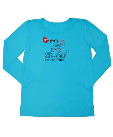 Girls Sun Protective Shirt-Owl Brilliant Cerulean Blue