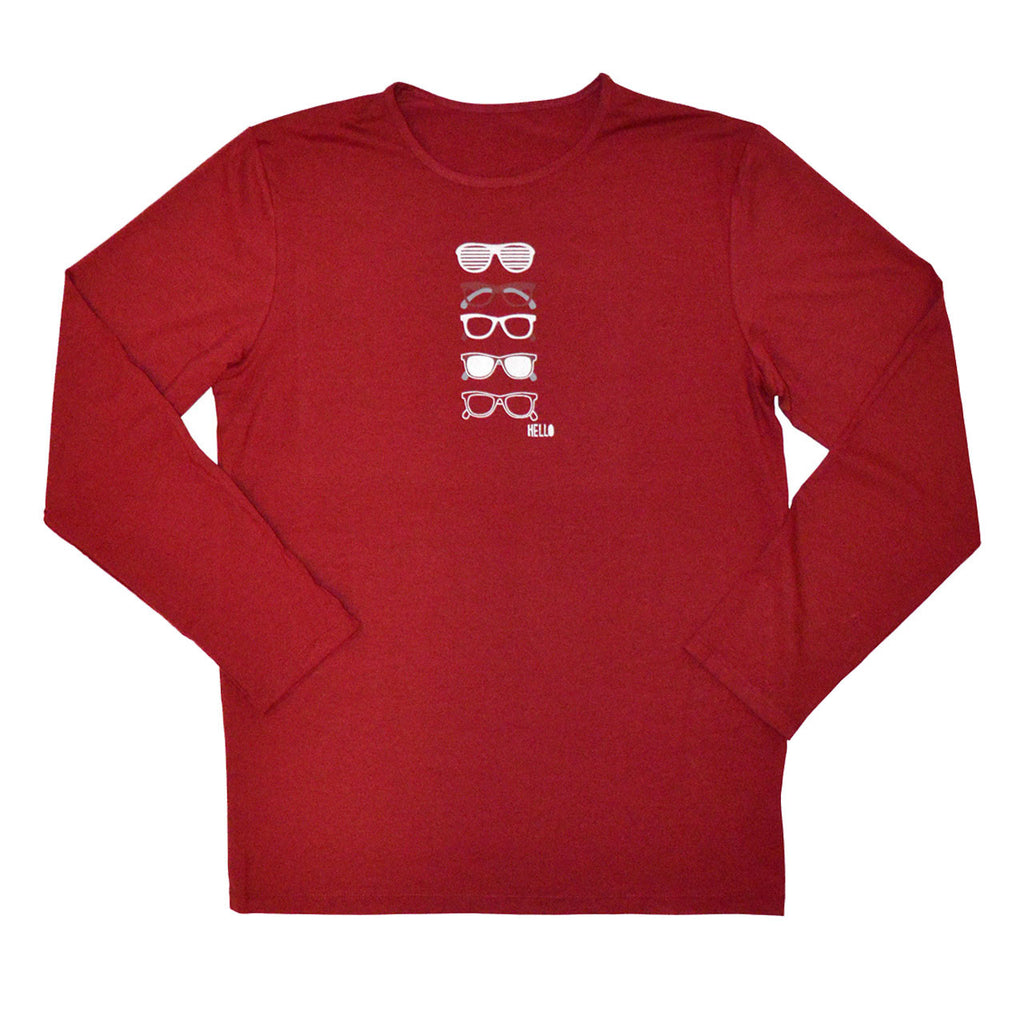 Mens Sun Protective Shirt-Sunglasses Deep Crimson