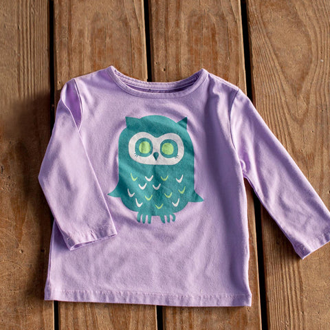 Girls Sun Protective Shirt-Owl Brilliant Cerulean Blue