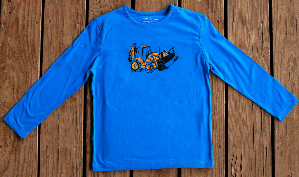 Boys Sun Protective Shirt-Truck Blue - Little Leaves Clothing Company