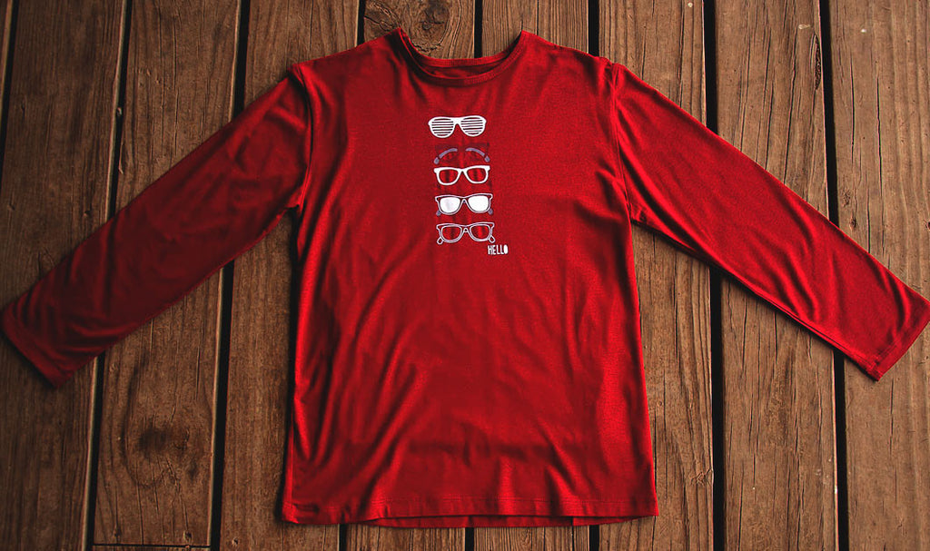 Mens Sun Protective Shirt-Sunglasses Deep Crimson - Little Leaves Clothing Company