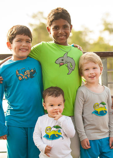 Boys Sun Protective Shirt-Shark Green - Little Leaves Clothing Company