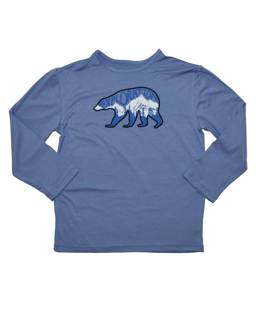 Boys Sun Protective Shirt-Explore Cobalt Blue Gray - Little Leaves Clothing Company