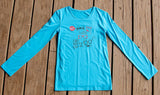 Womens Sun Protective Shirt-Graphic  Brilliant Cerulean Blue - Little Leaves Clothing Company