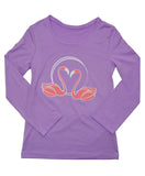 Girls Sun Protective Shirt-Flamingo Mulberry Purple Gray - Little Leaves Clothing Company