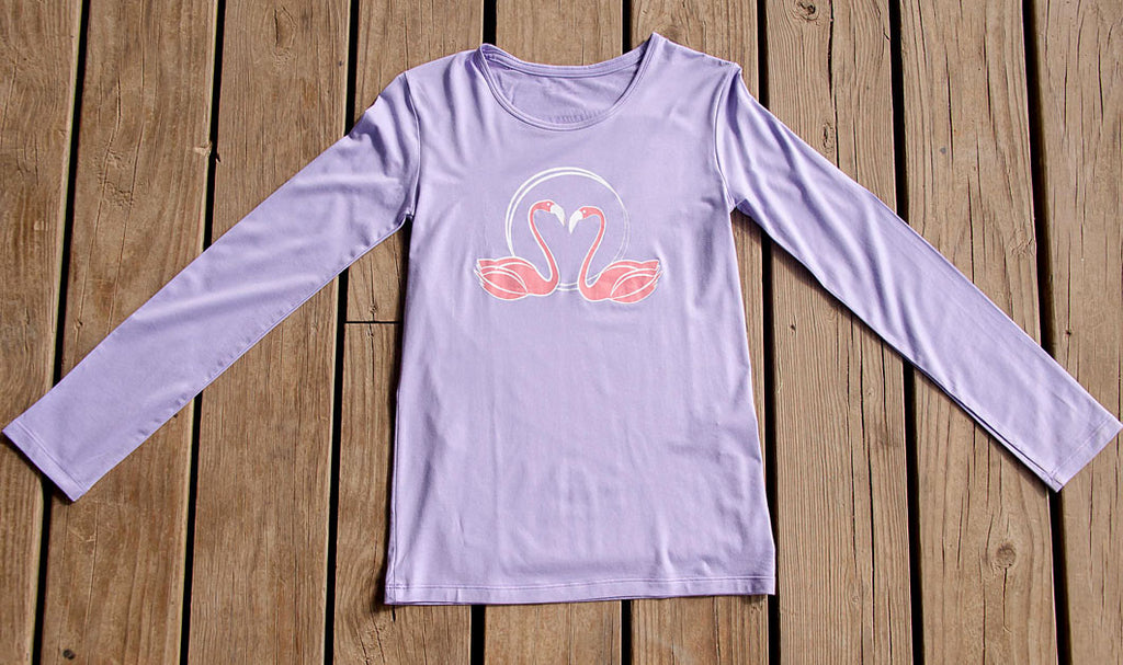 Girls Sun Protective Shirt-Flamingo Mulberry Purple Gray XL / Mulberry Purple Gray