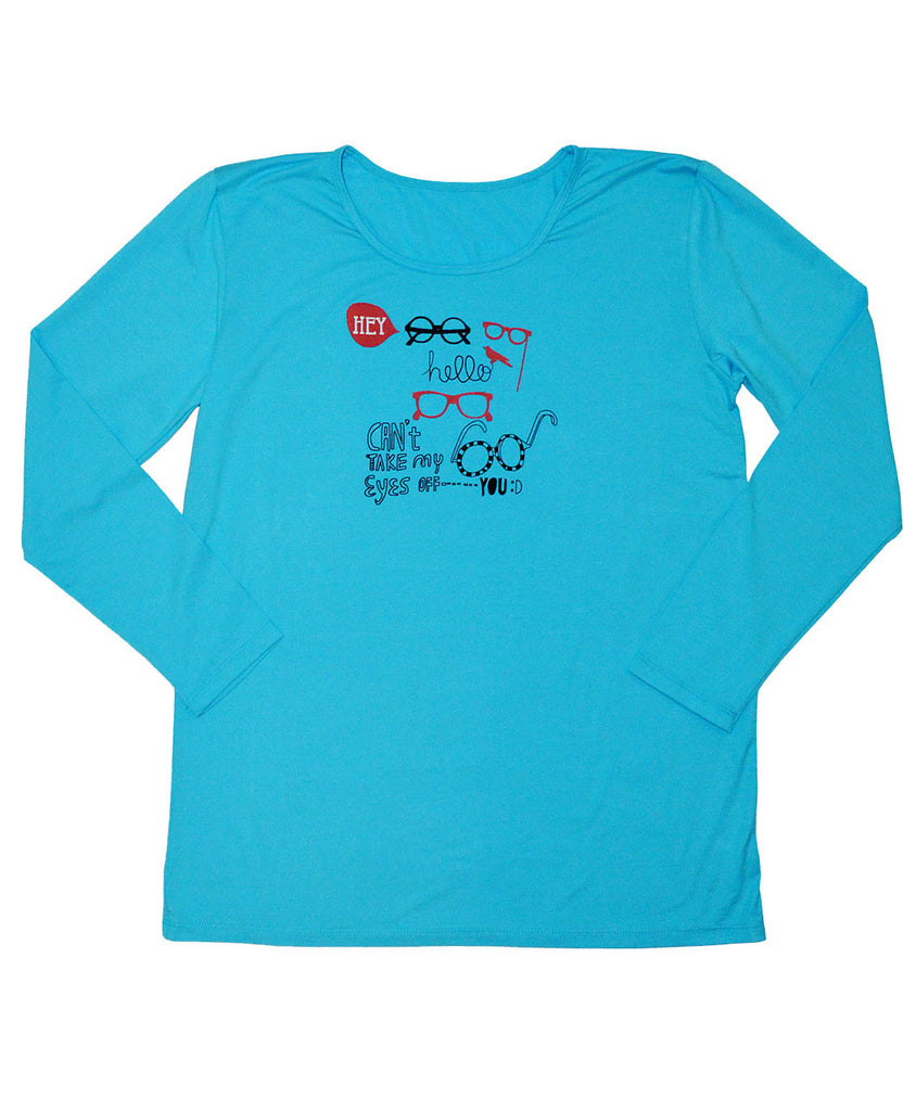 Girls Sun Protective Shirt - Sunglasses Brilliant Cerulean Blue - Little Leaves Clothing Company