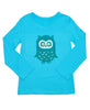 Girls Sun Protective Shirt-Owl Brilliant Cerulean Blue - Little Leaves Clothing Company