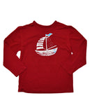 Boys Sun Protective Shirt-Sailboat Deep Crimson - Little Leaves Clothing Company
