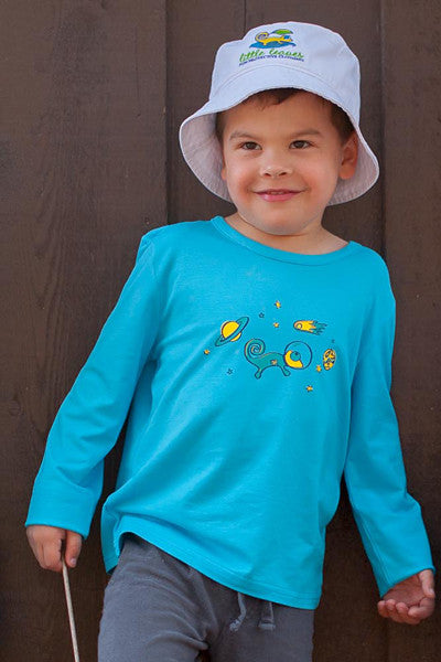 Infant Toddler Sun Protective Shirt-Space Brilliant Cerulean Blue - Little Leaves Clothing Company