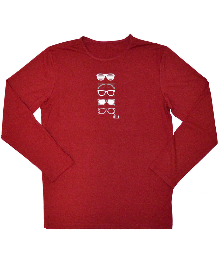 Boys Sun Protective Shirt-Sunglasses Deep Crimson - Little Leaves Clothing Company
