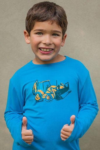 Boys Sun Protective Shirt-Truck Blue - Little Leaves Clothing Company
